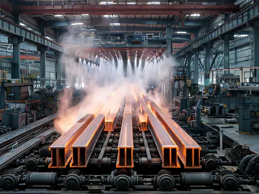 Structural steel beam rolling